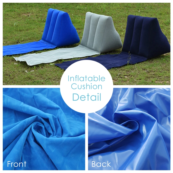 PVC Inflatable Wedge Cushion Portable Travel Backrest Waterproof Flocking Fabric Triangle Back Mattress Camping Seat Pad