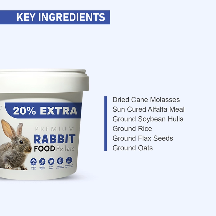 Tunai Rabbit Food with All Essential nutrients Premium pellets for Rabbit, Adult and Small Rabbit, 500g Plus 20% Extra