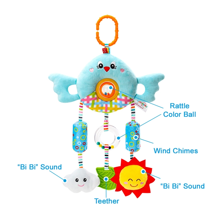 Stroller Hanging Toy Bed Baby Cot Playpens Rattle Soft Squeaker Hanging Plush Toys Happy Monkey Tororo