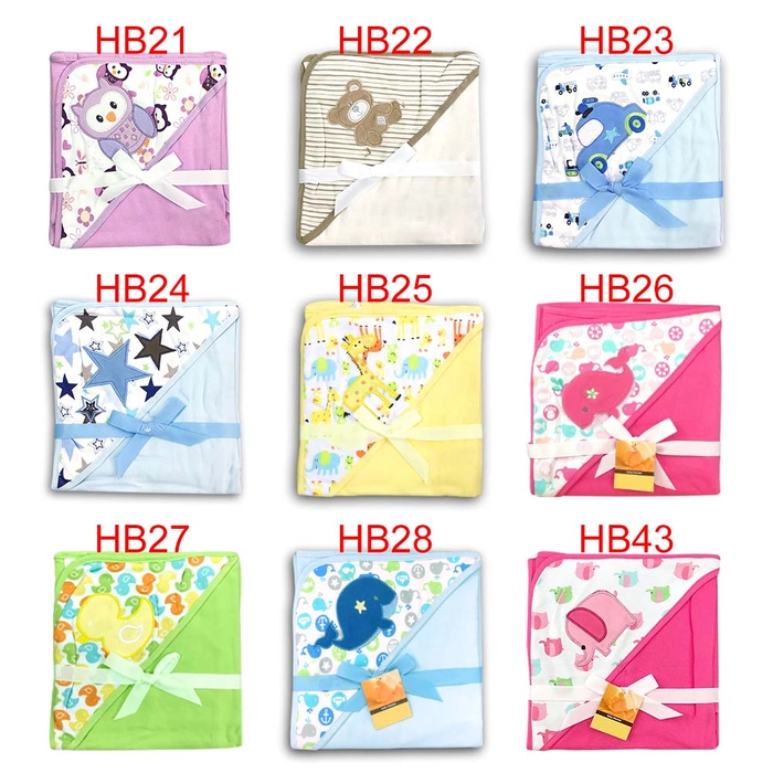 Baby Soft Cotton Hooded Receiving Blanket Newborn Swaddle Hoodie Wrap Hood Blanket Bedung Bayi Lembut HB