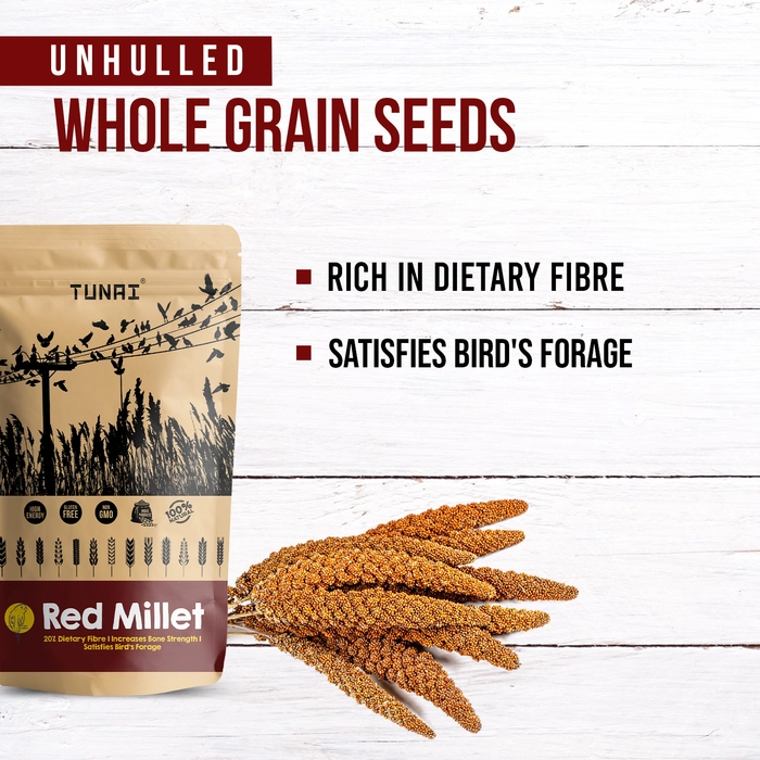 Tunai Red Millets Bird Feed | 450g |Essential Bird Food For CANARIES, FINCHES, BUDGIES, PARAKEETS, PARROTLETS, CONURES, ECLECTUS, SENEGALS, CAIQUE PARROTS, COCKATIELS, SMALL CONURES, & QUAKER PARROTS,