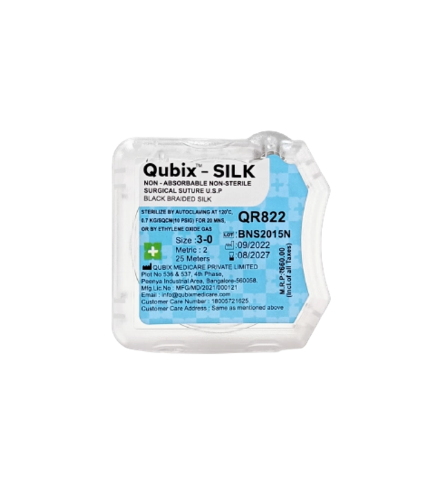 QR 822, Qubix Silk Non-Sterile Reel Size 3-0, 25 Mtrs