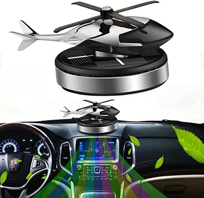 Solar Helicopter Car Aromatherapy Decor, Solar Energy Rotating Helicopter Design Aromatherapy Diffuser Car air Freshener Essential Oil Diffuser