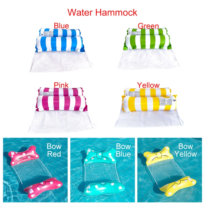 Inflatable Hammock Floating 4in1 Way Easy Float Water Lounge Bed Mattress Swimming Pool Float Beach Row Drifter Water Exercise Saddle