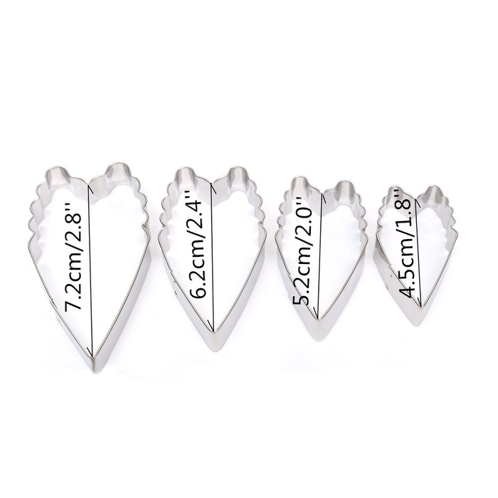4 PCs Heart Peony Flower Fondant Sugar Craft Cake Biscuit Cookie Cutter Cake Tool