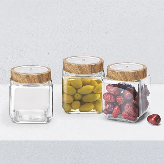 Buy Borosilicate Round Jar with Wooden Lid Online - Treo by Milton