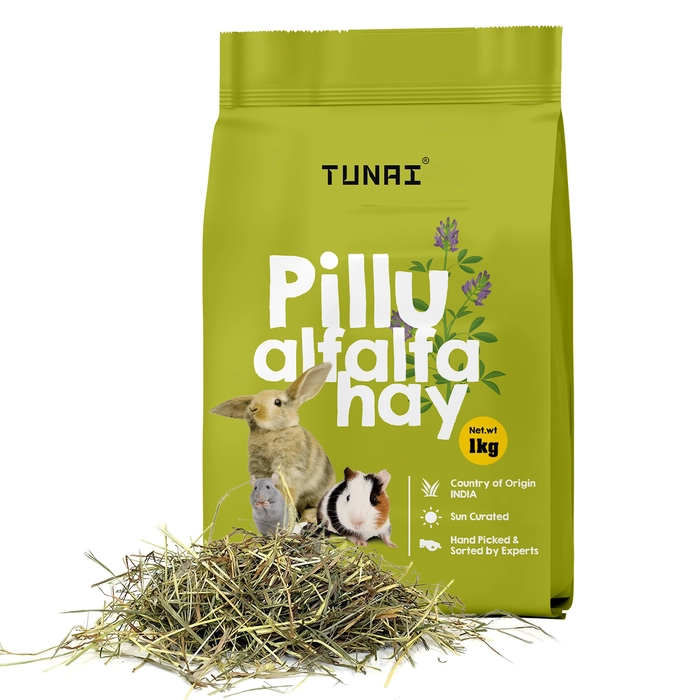 TUNAI Pillu Alfalfa Dried Hay For Rabbit, Hamsters, Guinea Pigs And White Mice All Life Stages