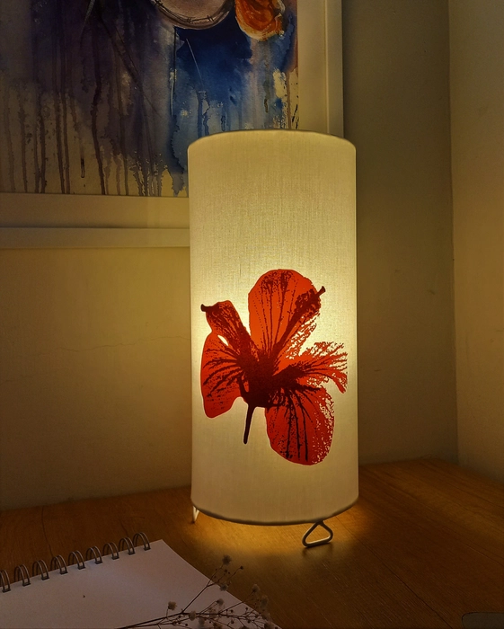 Buy Online: Stylish Orange Hibiscus Table Lamp for Home Decor