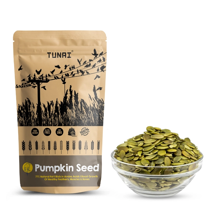 Tunai Pumpkin Seeds Bird Food | 450g | Perfect Bird Food For Caique Parrots, Cockateils, Small Conures, Quaker Parrots, Squirrels And Other Wild Birds | Essential Bird Treat Rich In Vitamins, Calcium,