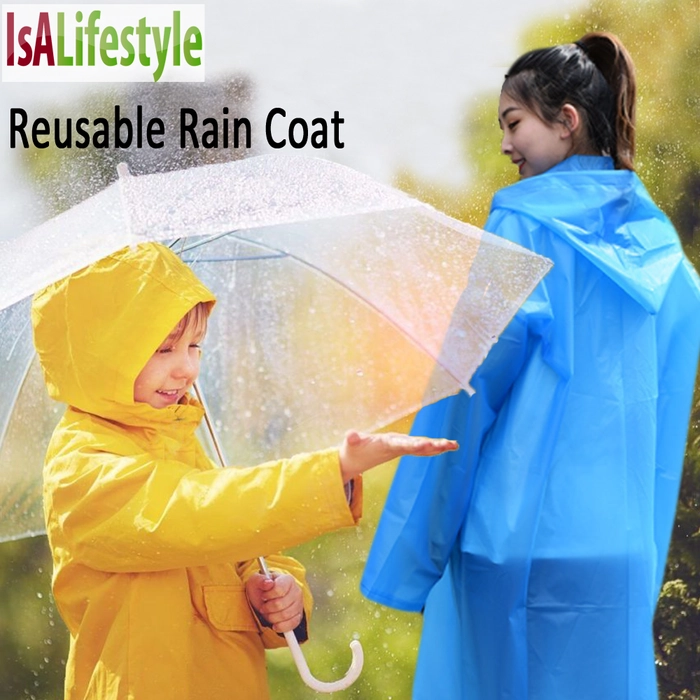 Reusable & Waterproof Adult / Children Raincoat Quick Drying EVA Long Rain Coat Jacket Suitable for Outdoor and Travel