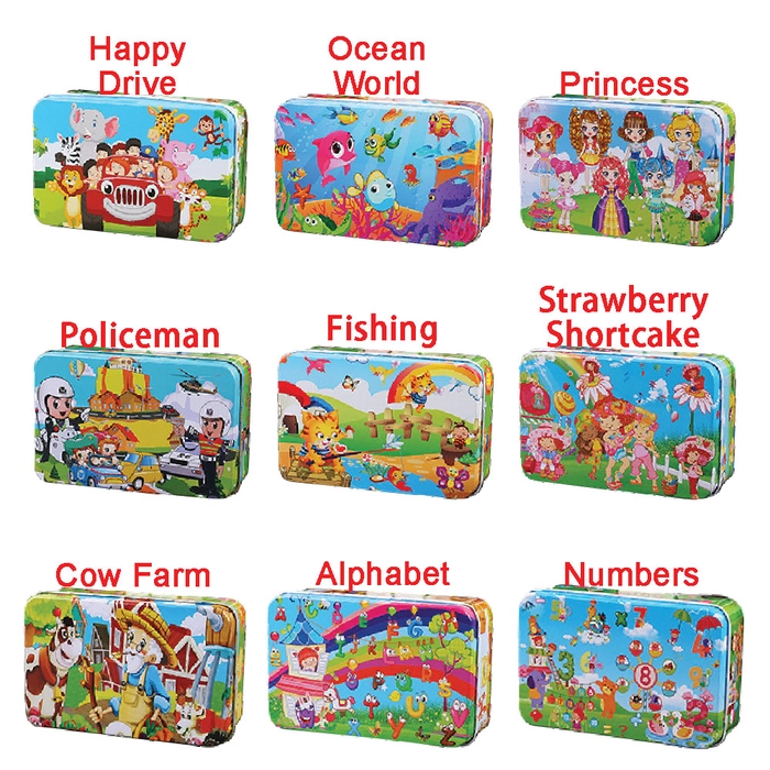 Kids puzzle Mini-Puzzle 60 Pcs Cartoon Wooden Puzzle with Small Tin Box Package