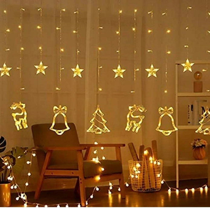 Christmas Reindeer Star Curtain string Lights