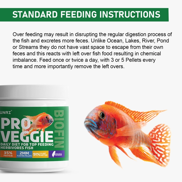 Tunai Pro Veg Fish Food for Cichlids and Top Feeding Herbivores Fish Food