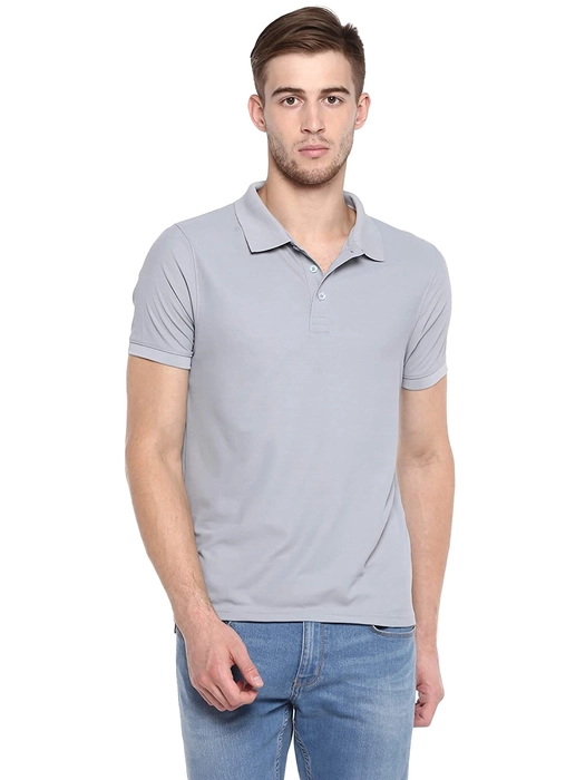 T-Shirt / Polo Collar / TriBlend / Light Grey