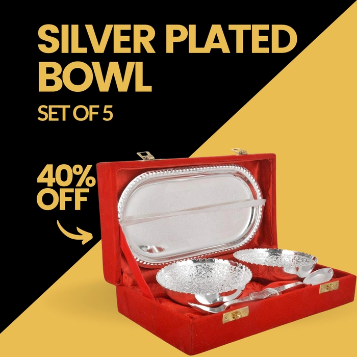 Silver Plated Bowl and Tray ( Set of 5 Pcs )