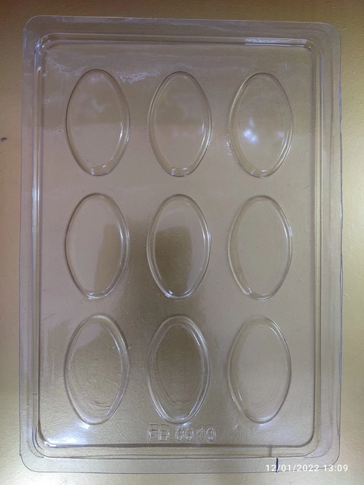 9 Cavity Oval Shaped PVC Plastic Chocolate Garnishing Mold