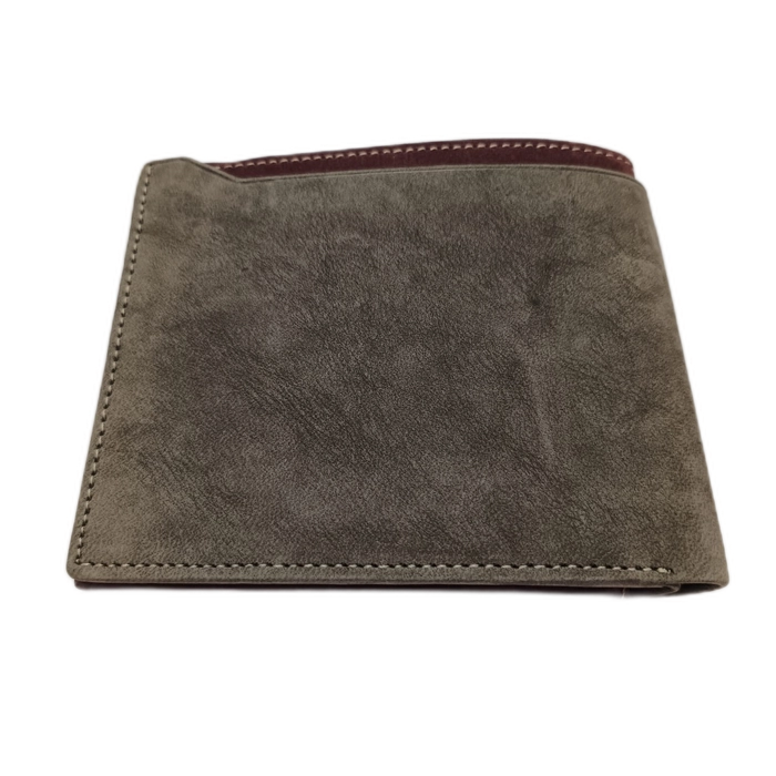 Premium Maroon and Grey Suede Leather Wallet for Men Yufia