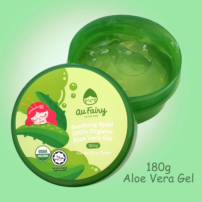 Au Fairy Aloe Vera Gel Soothing Spell 100% Organic 180g / 20ml Travel Pack Gel Halal Certified