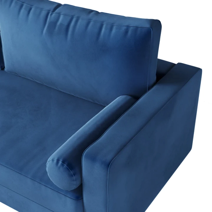 Royal Blue Suede Fabric Modern Sofa