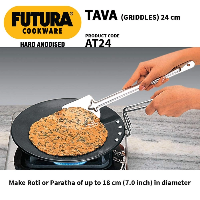 HAWKINS Futura 24 cm Cast Iron Tava, Cast Iron Tawa for Roti, Cast Iron  Cookware for Kitchen, Black (CIT24)
