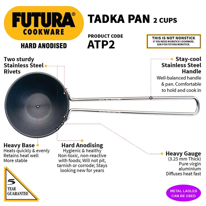 Futura Hard Anodised Flat Tava 22cm 4.06mm Roti/Chapati Tawa By Hawkins