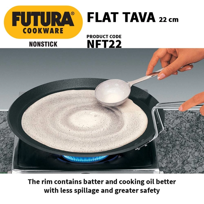 Hawkins Futura Non-Stick Tawa, Frypan, Frying Pan, 22cm, NT22