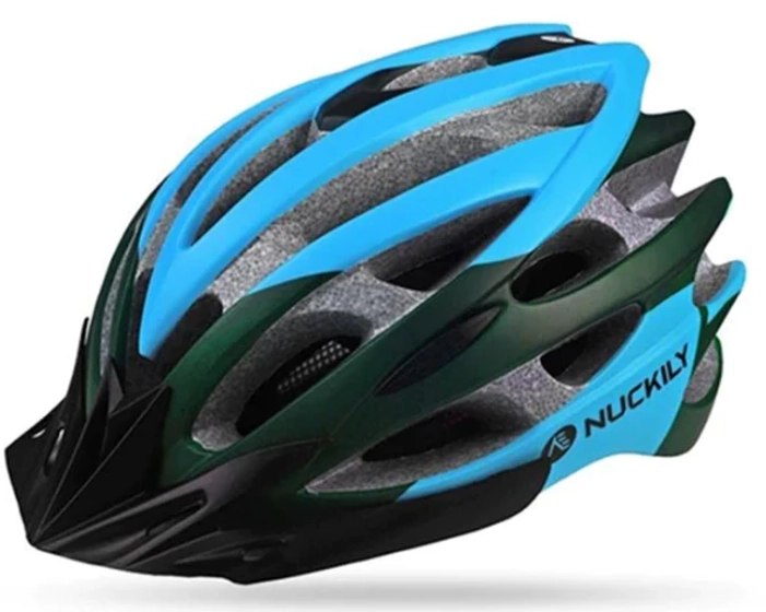 Black and blue online bike helmet