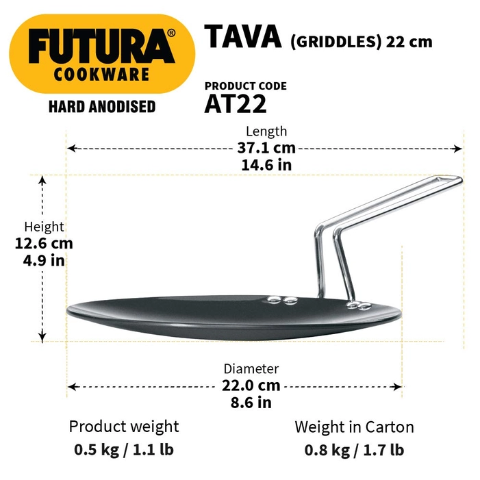 Futura Nonstick Flat Tava 26cm 4.88mm Roti/Chapati Tawa Induction  Compatible