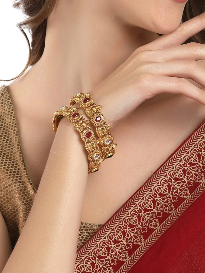 Sukriti Indian Stylish Antique Gold tone Bangles Party wear Jewelry fo –  Sukriti Store