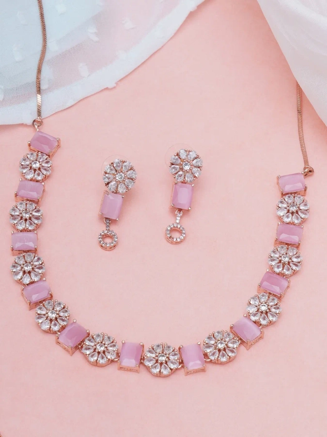 Samayra Pink Necklace Set – I Jewels