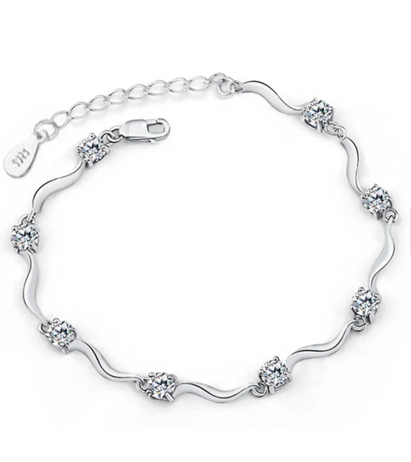Silver Plated Crystal Bracelet with Flower Design, Sparkly Austrian Crystals  