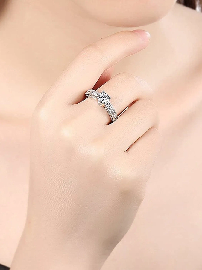 Zevrr 92.5 Sterling Silver Swarovski Zirconia Platinum Plated Designer Ring  For Women at Rs 100/gram | New Items in New Delhi | ID: 19995557555