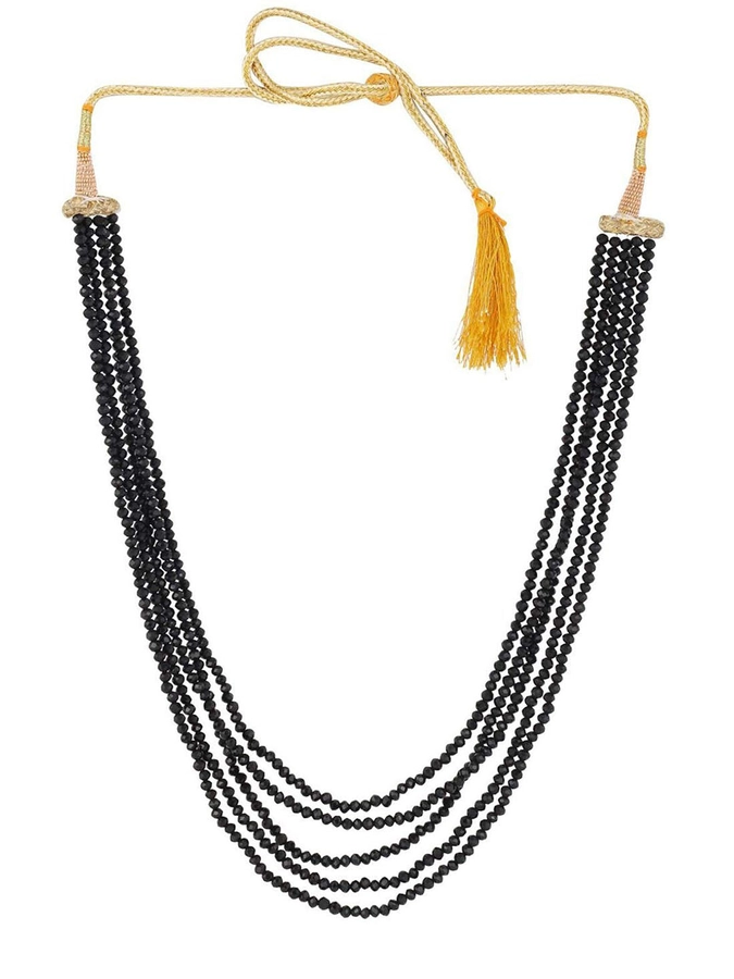 Black Beads Multi Strand Necklace
