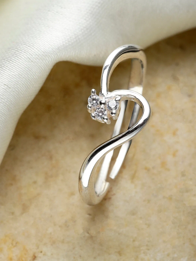 Yellow Chimes Rings for Women Elegant 3 Pcs Crystal Ring Set Silver –  YellowChimes