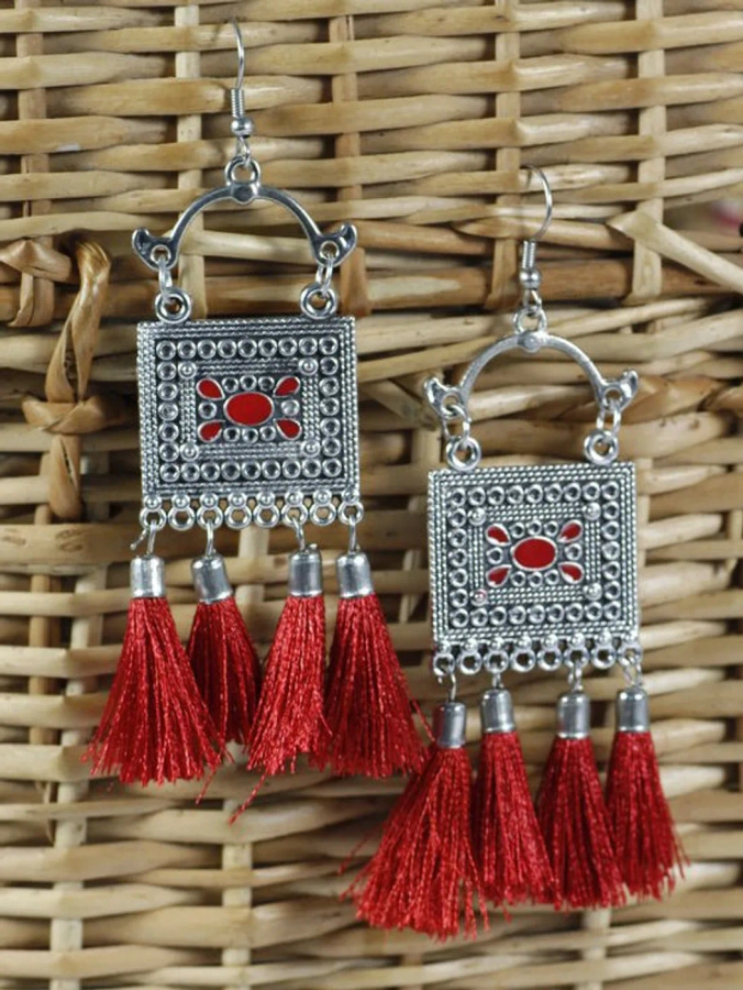 Tassel Drop Earrings for Girls and Women (Red) - AP-29 – Anokhiada.com
