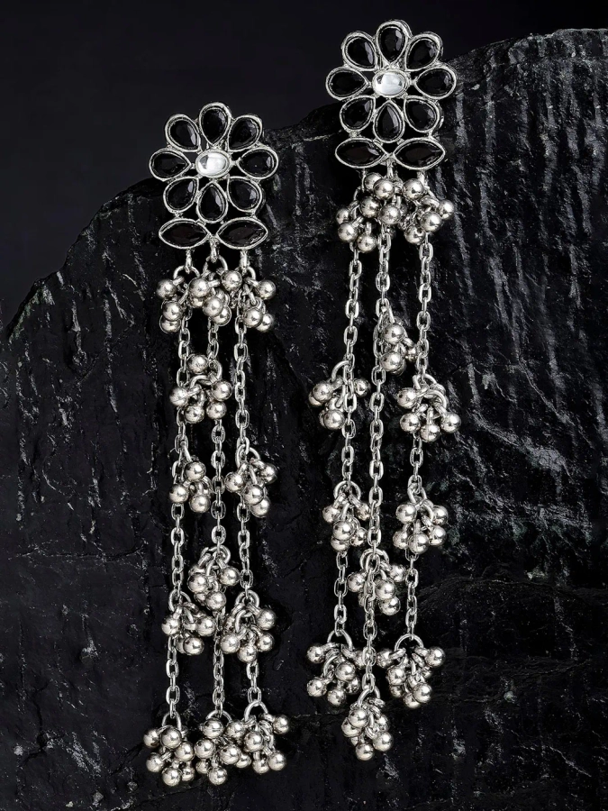 Designer Kundan Earrings with Black Onyx stones – Cbigsapparels