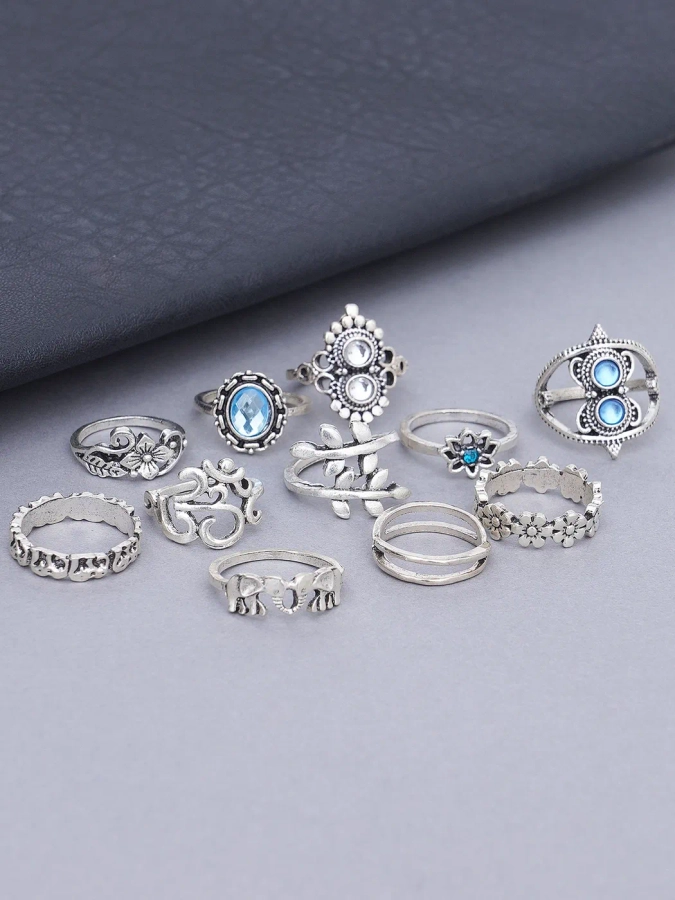 Buy Sun Moon Star Midi Ring Set Silver Filled Wire Adjustable Rings Online  at desertcartINDIA