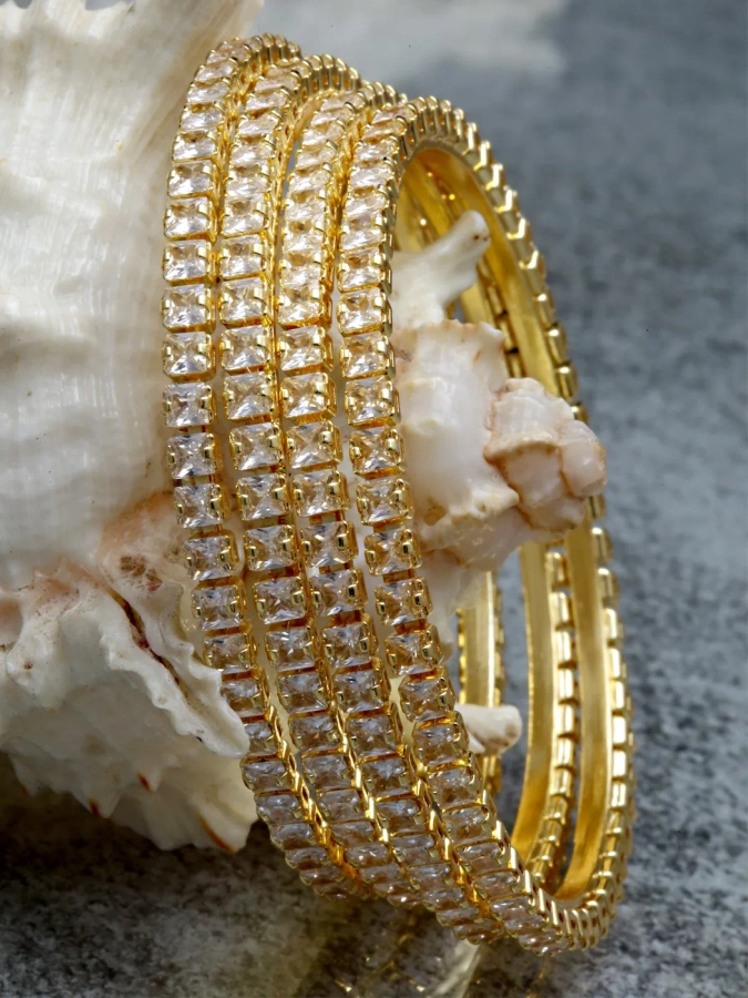 Buy Elegant Party Wear American Diamond Multi Stone One Gram Gold Bracelet  Online