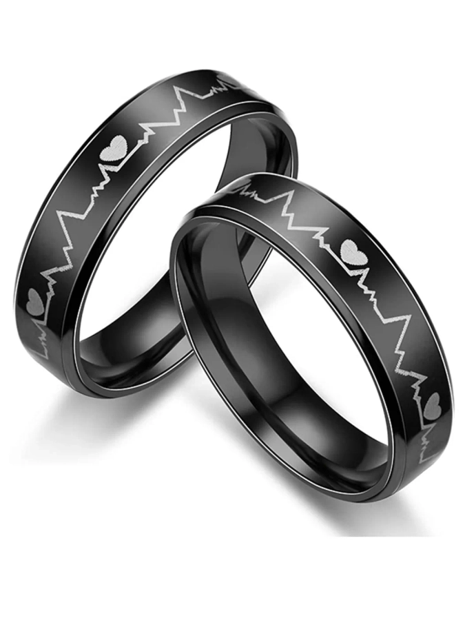 University Trendz Couple Rings His Queen Her King Ring Set Stainless Steel  Black Silver Plated Ring Set Price in India - Buy University Trendz Couple  Rings His Queen Her King Ring Set