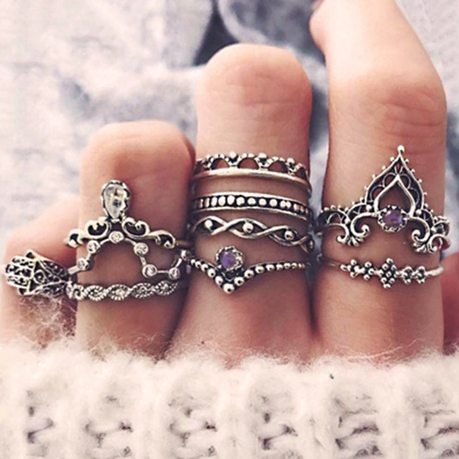 Bulk Gift For Teens|fashion 12-piece Women's Ring Set - Geometric Metal  Cocktail Rings For Party