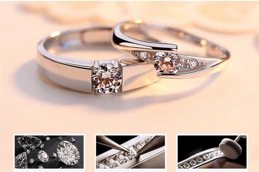 Stylish Platinum Plated Couple Rings – JewelersJewellery
