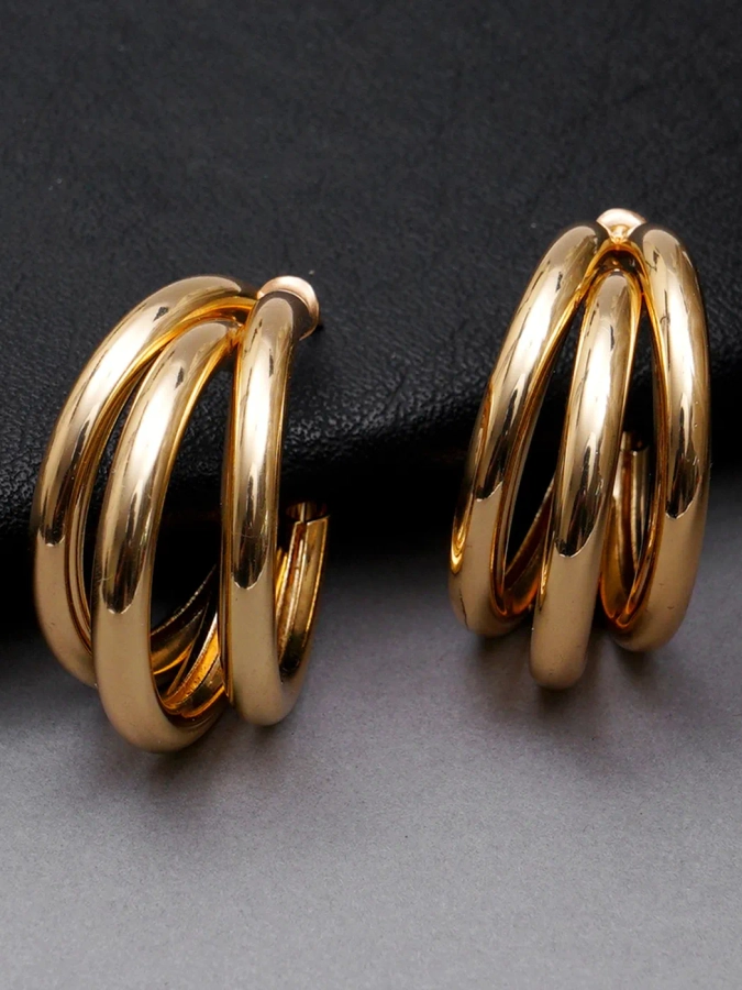 Half Circle Diamond Hoop Earrings-Candere by Kalyan Jewellers