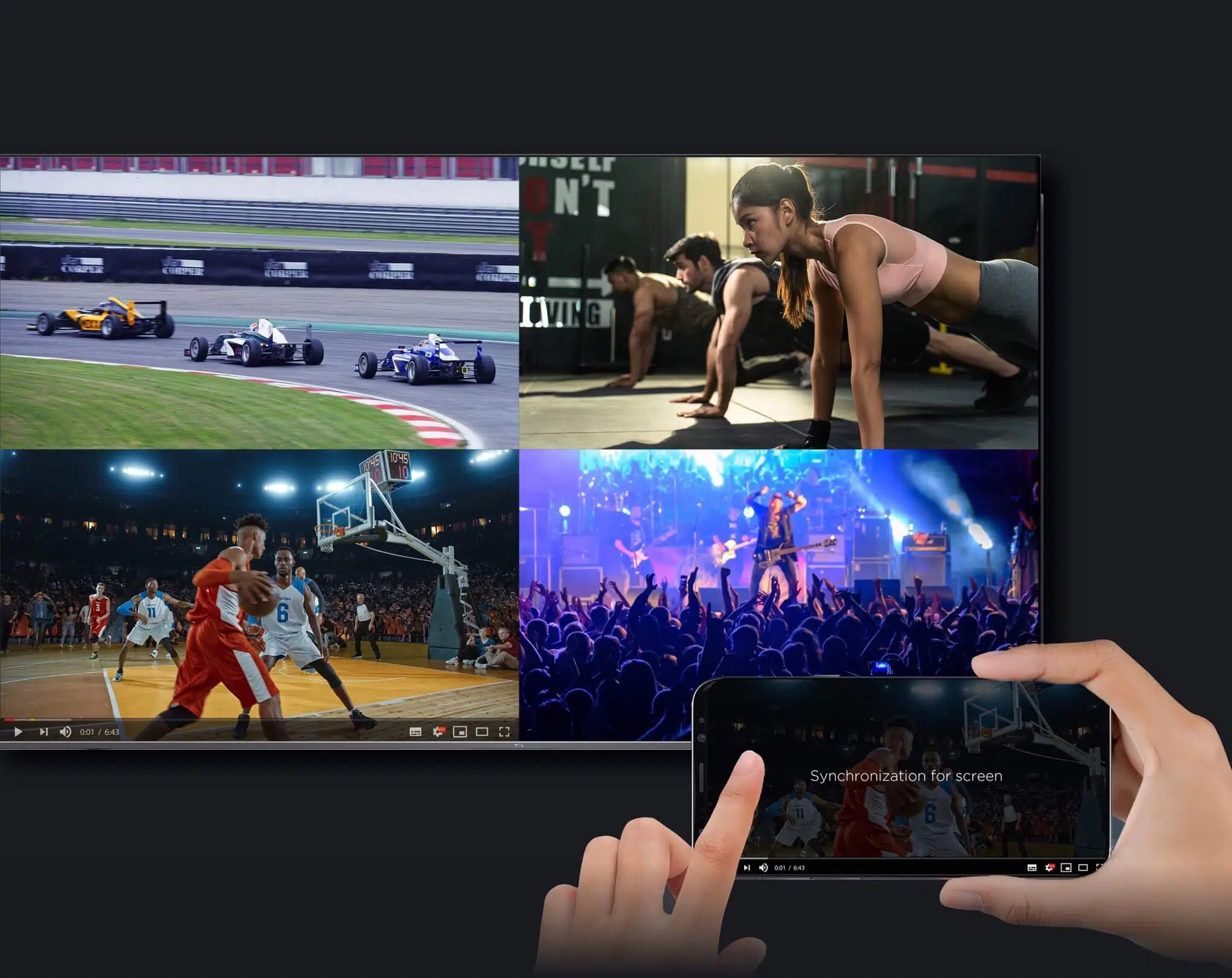 An image illustrating the Multi View 2.0 feature of the TCL C835 TV.