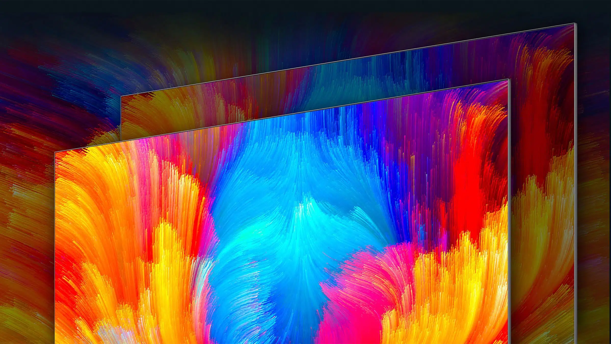 An image showcasing a wide range of vibrant colors, similar to looking through a kaleidoscope, representing the TV's ability to illustrate a wider palette of colors with up to 90% gamut coverage under the DCI-P3 standard.