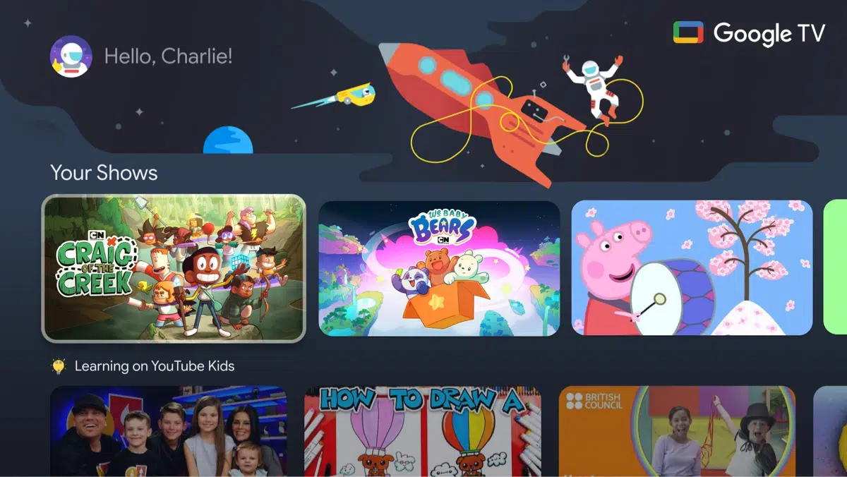 An image showcasing children engaging with educational and age-appropriate content on the TV, highlighting the safe and enjoyable experience provided by the Kid's Profile feature.