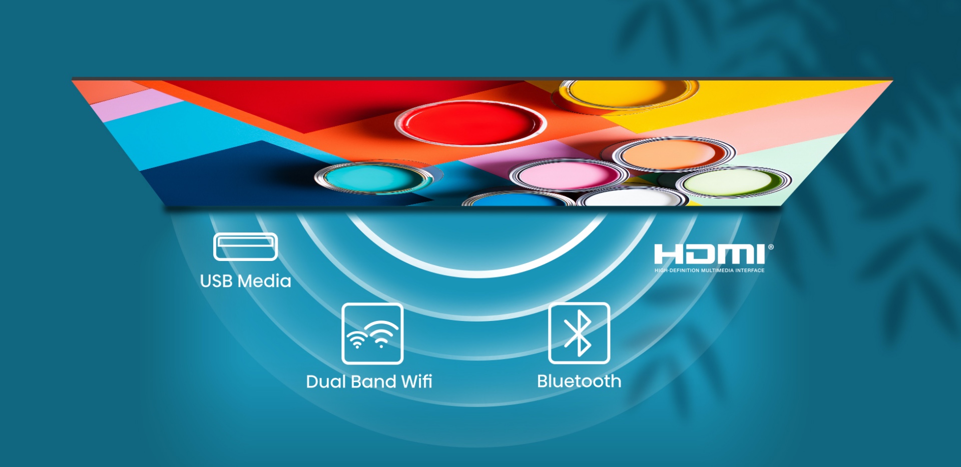 An image showcasing the various connectivity options available with the Hisense A6H Series Smart LED 4K Ultra HD TV.