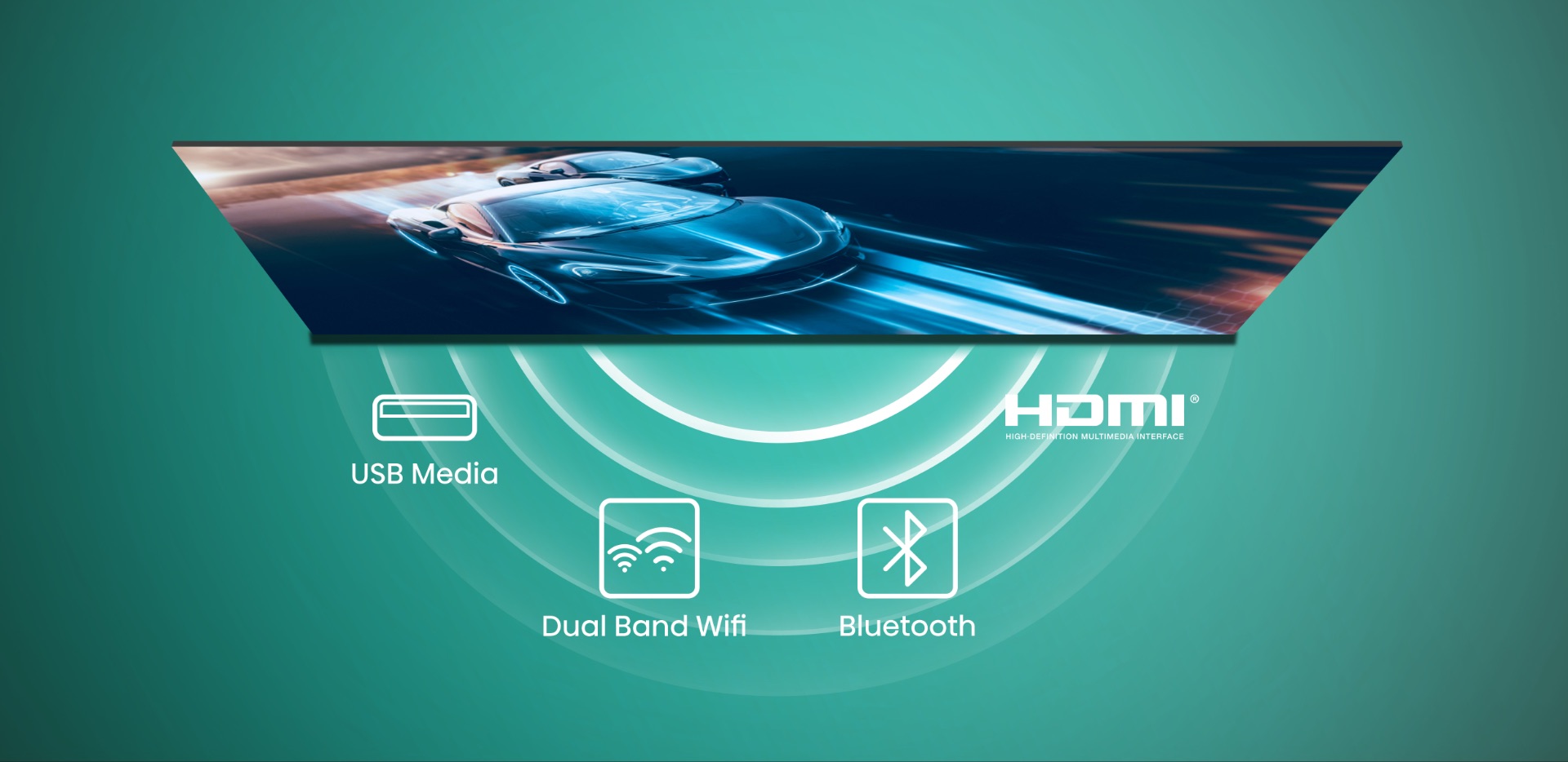 Image showcasing the versatile connectivity options on the Hisense A4G Series Smart FHD TV, including HDMI ports, USB slots, Wi-Fi, and Bluetooth, enabling seamless integration with external devices.